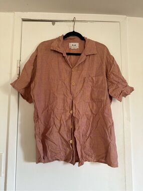 Flax Pink Linen Button-Up Shirt